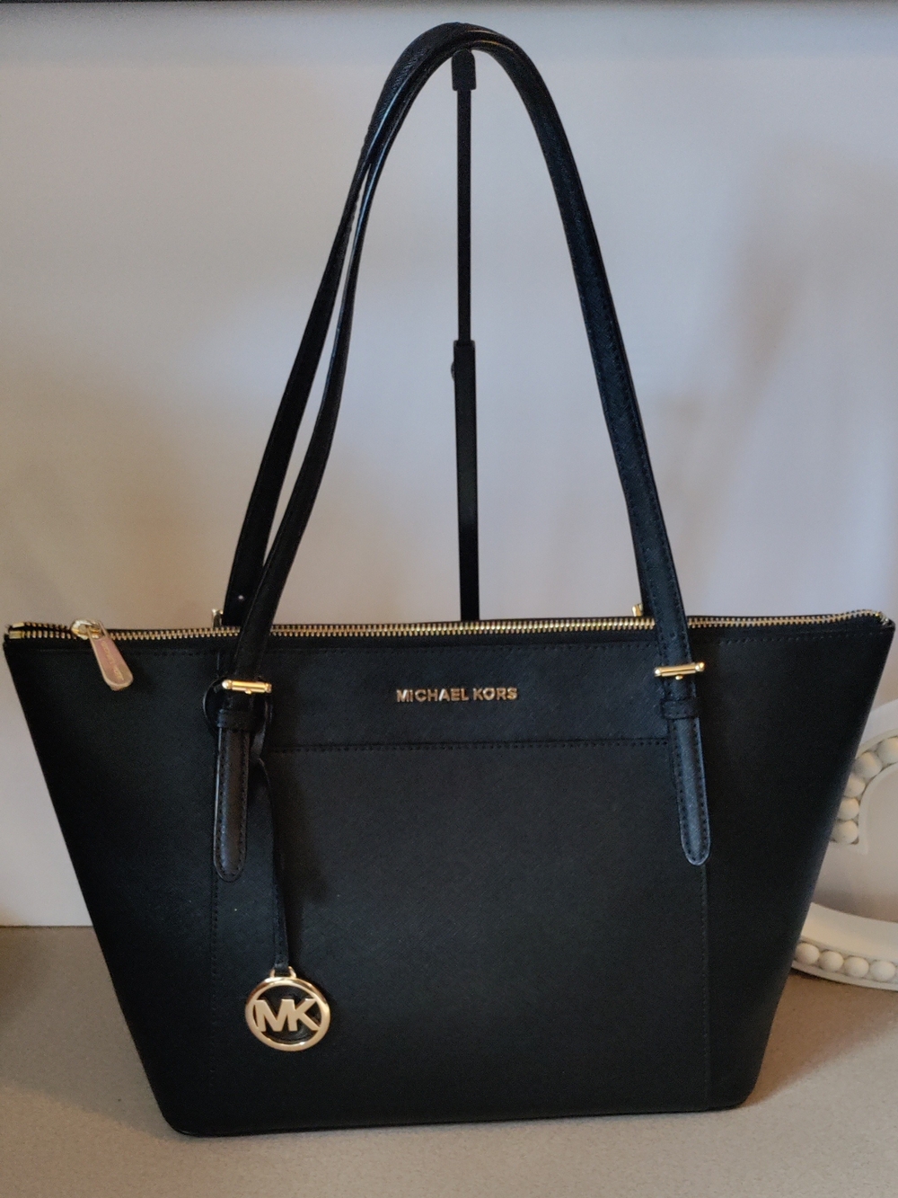 Michael Kors Jet Set Black Saffiano Leather Tote Bag